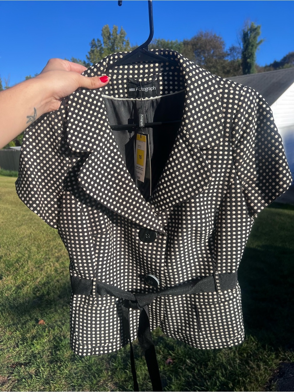 NWT Marks & Spencer Autograph Polka Dot Short Sleeve Blazer Jacket UK 16 US 12
